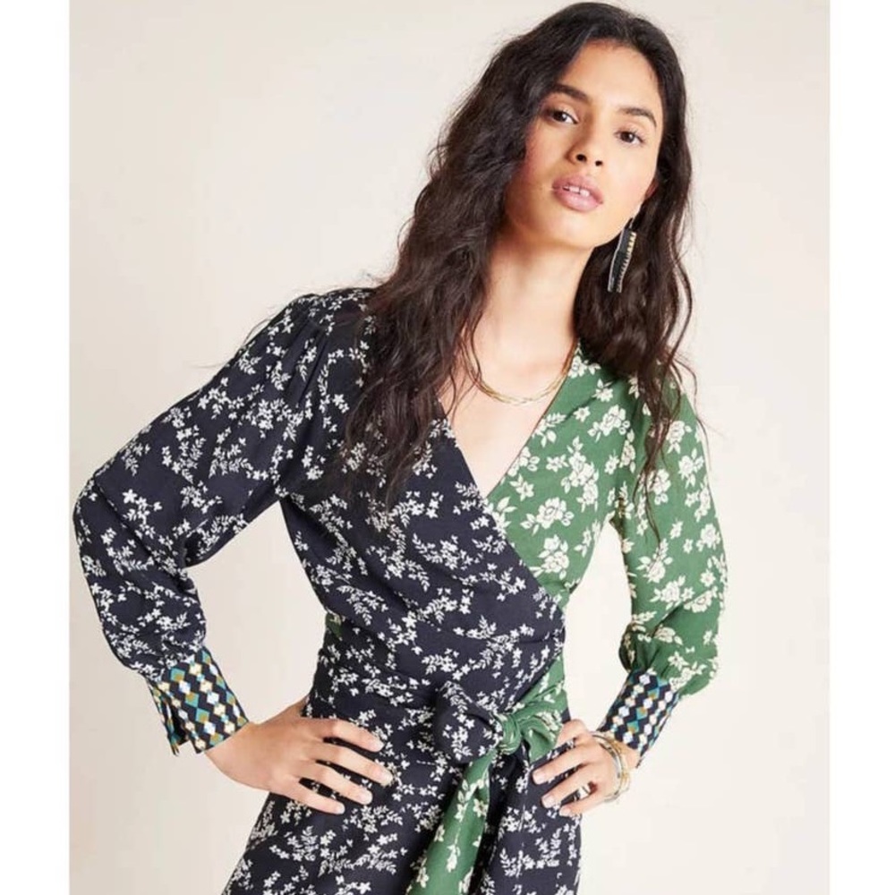 Anthropologie KACHEL Vandie Floral Wrap Blouse